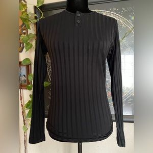 VTG Clone Black Long Sleeve Poly/Spandex Blend blouse! Size Small!
